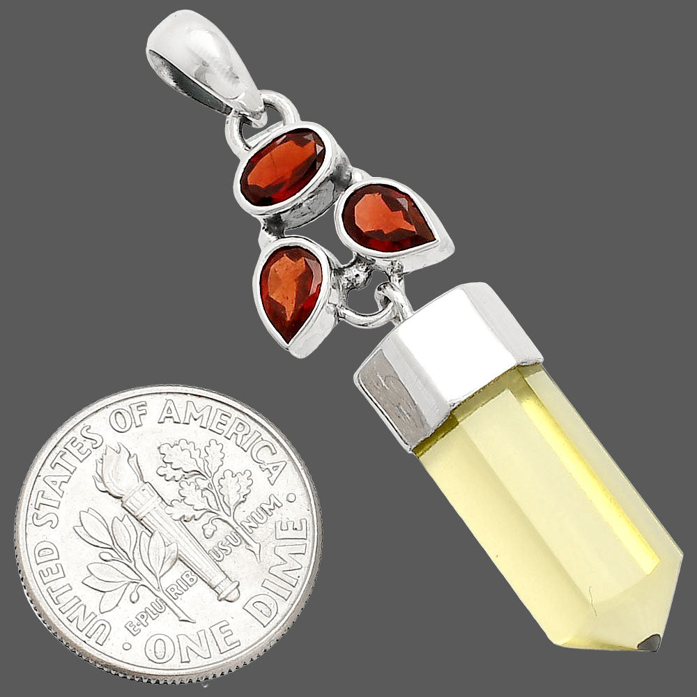 Natural Lemon Quartz & Garnet Point Pendant P-1307 SDP149589