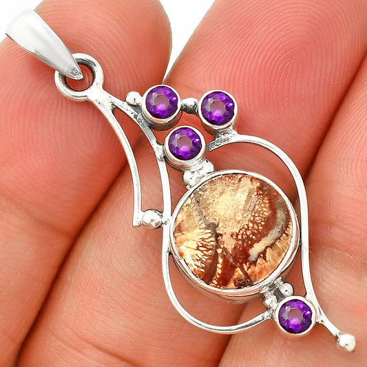 Natural Mexican Bird Eye & Amethyst Pendant P-1037 SDP149600
