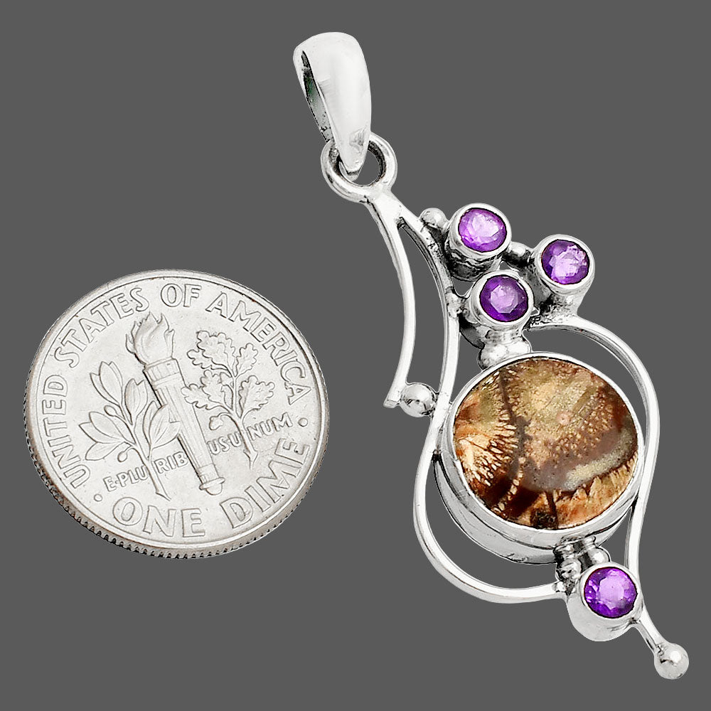 Natural Mexican Bird Eye & Amethyst Pendant P-1037 SDP149600