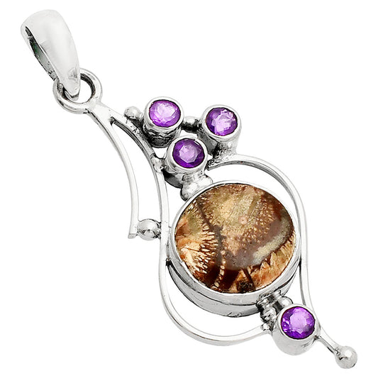 Natural Mexican Bird Eye & Amethyst Pendant P-1037 SDP149600