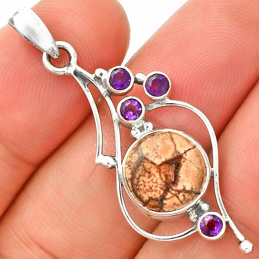 Natural Mexican Bird Eye & Amethyst Pendant P-1037 SDP149610