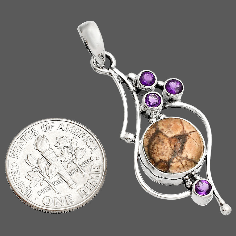 Natural Mexican Bird Eye & Amethyst Pendant P-1037 SDP149610