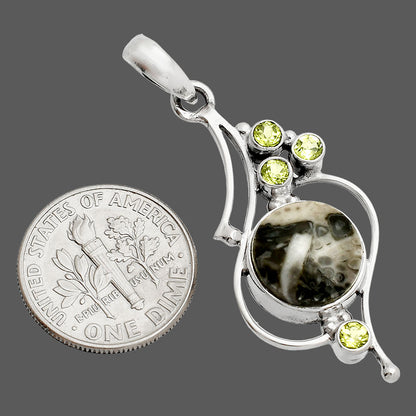 Mexican Cabbing Fossil & Peridot Pendant P-1037 SDP149612