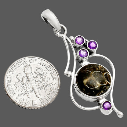 Turtella Jasper - USA & Amethyst Pendant P-1037 SDP149613