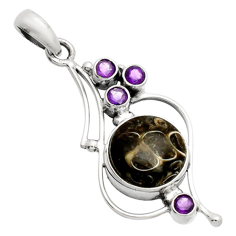 Turtella Jasper - USA & Amethyst Pendant P-1037 SDP149613