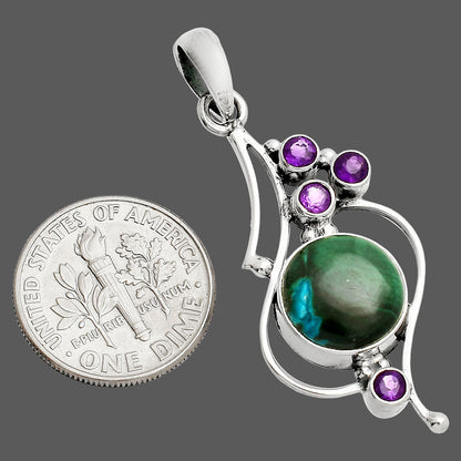 Azurite In Malachite & Amethyst Pendant P-1037 SDP149638