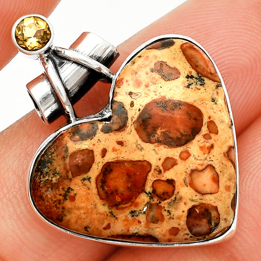 Heart - Leopardite Jasper & Citrine Pendant P-1159 SDP149649
