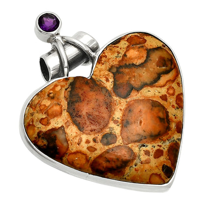 Heart - Leopardite Jasper & Amethyst Pendant P-1159 SDP149650