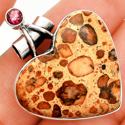 Heart - Leopardite Jasper & Garnet Pendant P-1159 SDP149651