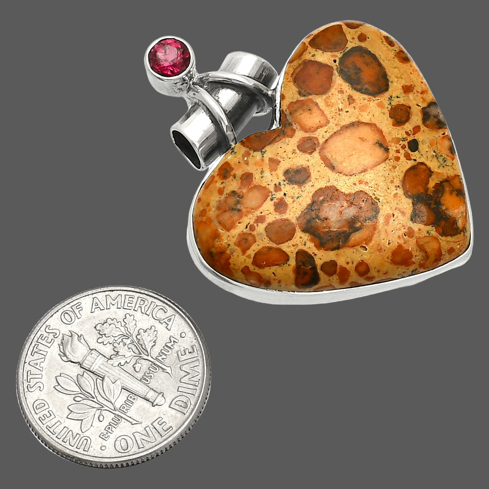 Heart - Leopardite Jasper & Garnet Pendant P-1159 SDP149651
