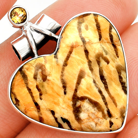 Heart - Septarian - Dragon Stone & Citrine Pendant P-1159 SDP149653