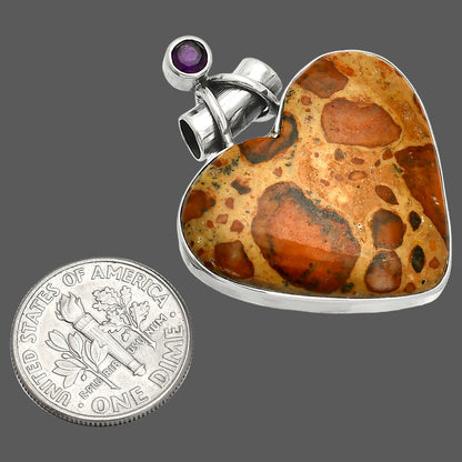 Heart - Leopardite Jasper & Amethyst Pendant P-1159 SDP149654