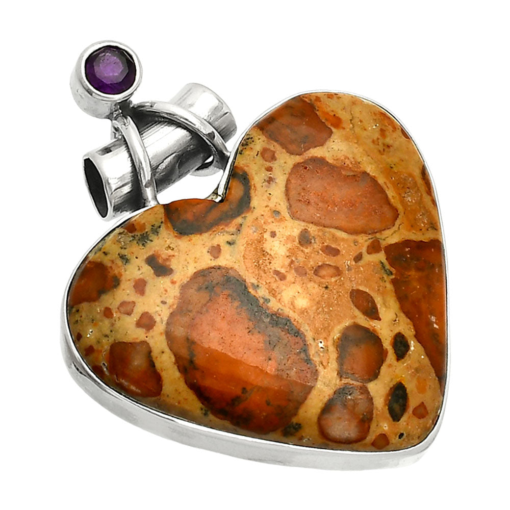 Heart - Leopardite Jasper & Amethyst Pendant P-1159 SDP149654