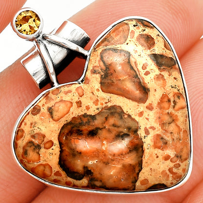 Heart - Leopardite Jasper & Citrine Pendant P-1159 SDP149655