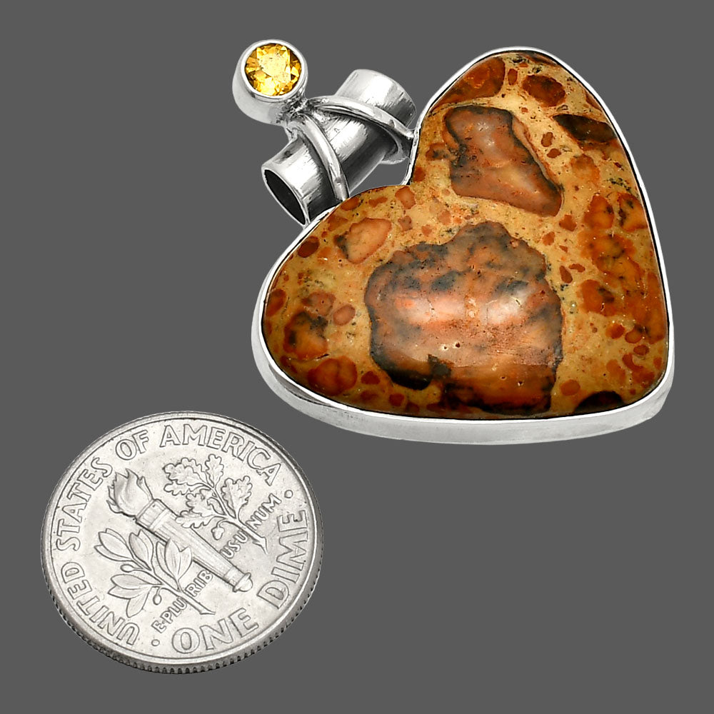 Heart - Leopardite Jasper & Citrine Pendant P-1159 SDP149655