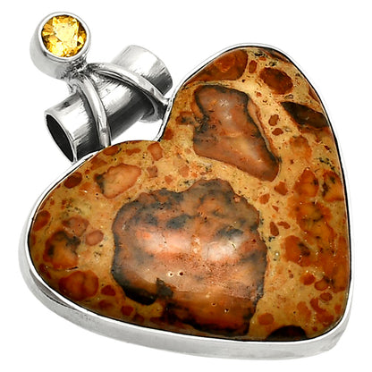 Heart - Leopardite Jasper & Citrine Pendant P-1159 SDP149655