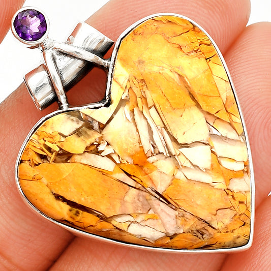 Heart Brecciated Mookaite & Amethyst Pendant P-1159 SDP149656