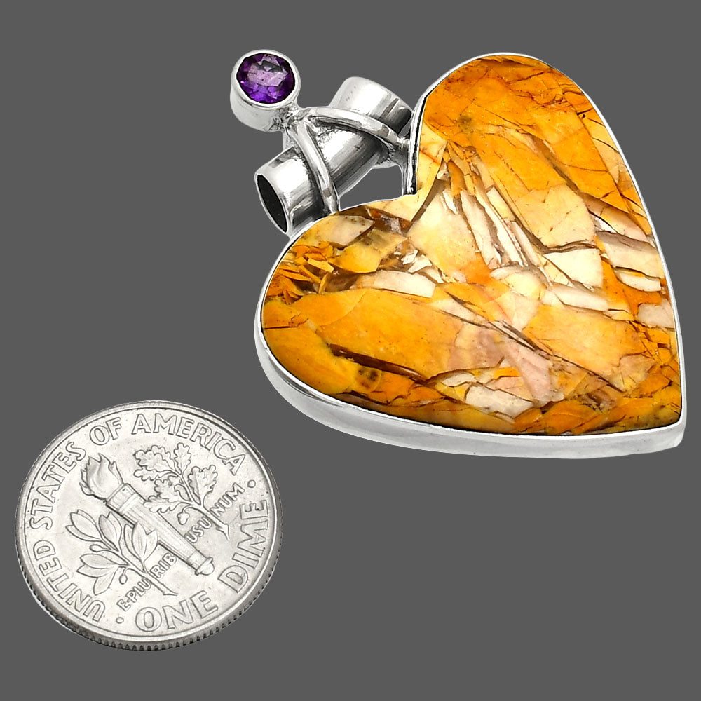 Heart Brecciated Mookaite & Amethyst Pendant P-1159 SDP149656