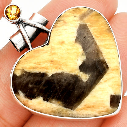 Heart - Septarian - Dragon Stone & Citrine Pendant P-1159 SDP149664