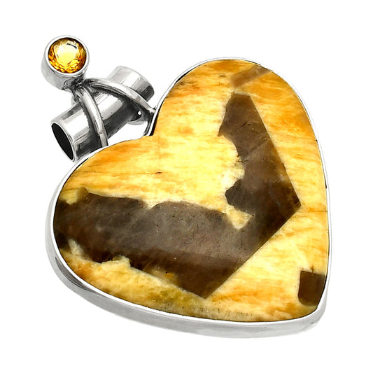 Heart - Septarian - Dragon Stone & Citrine Pendant P-1159 SDP149664