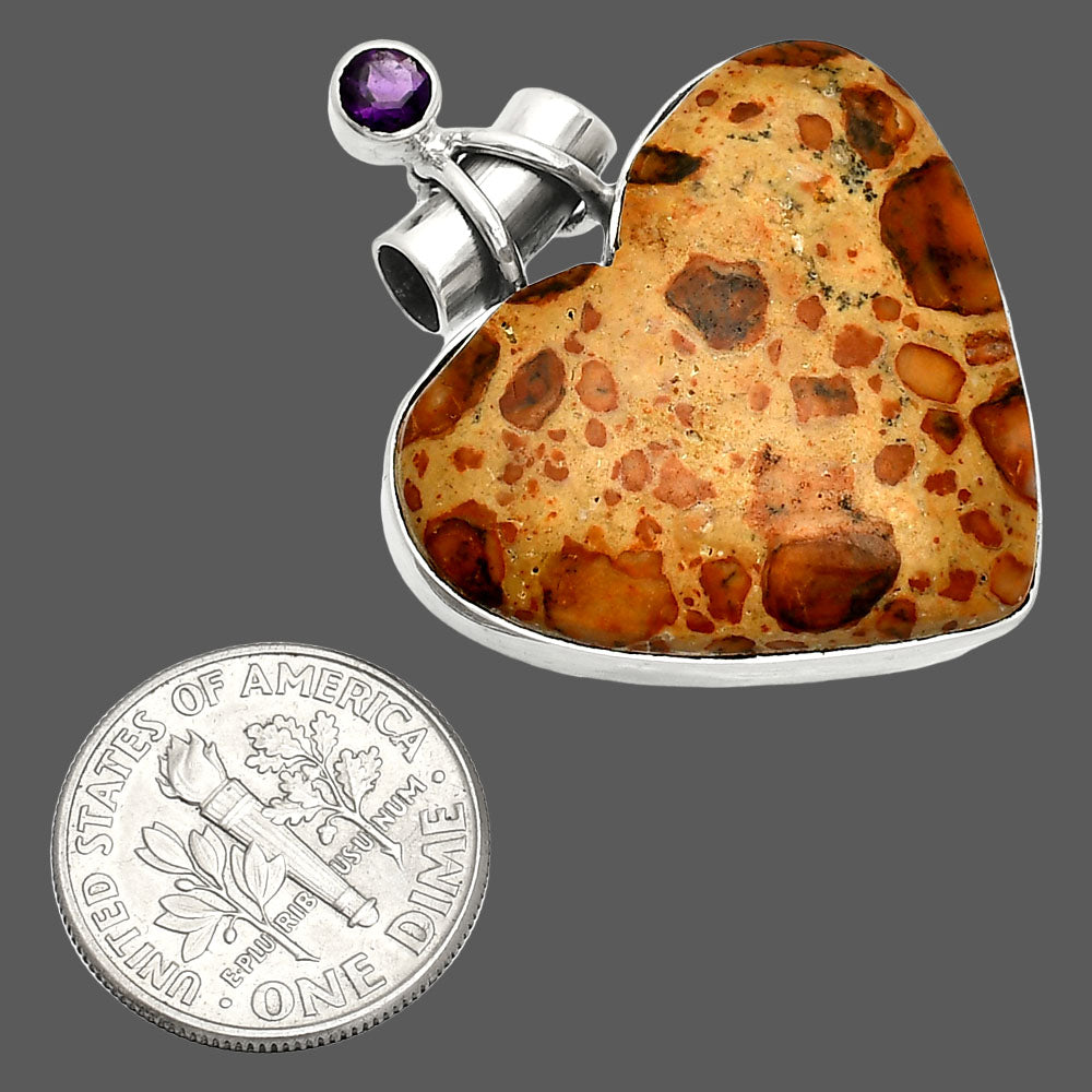 Heart - Leopardite Jasper & Amethyst Pendant P-1159 SDP149665