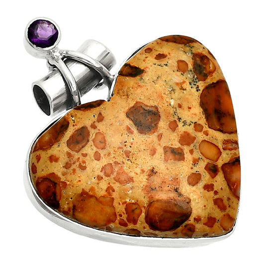 Heart - Leopardite Jasper & Amethyst Pendant P-1159 SDP149665