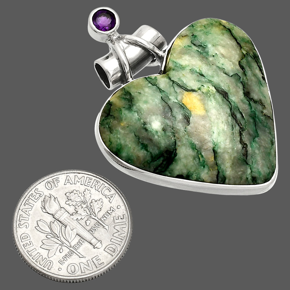 Heart - Green Mariposite & Amethyst Pendant P-1159 SDP149666