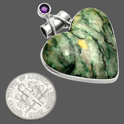 Heart - Green Mariposite & Amethyst Pendant P-1159 SDP149666