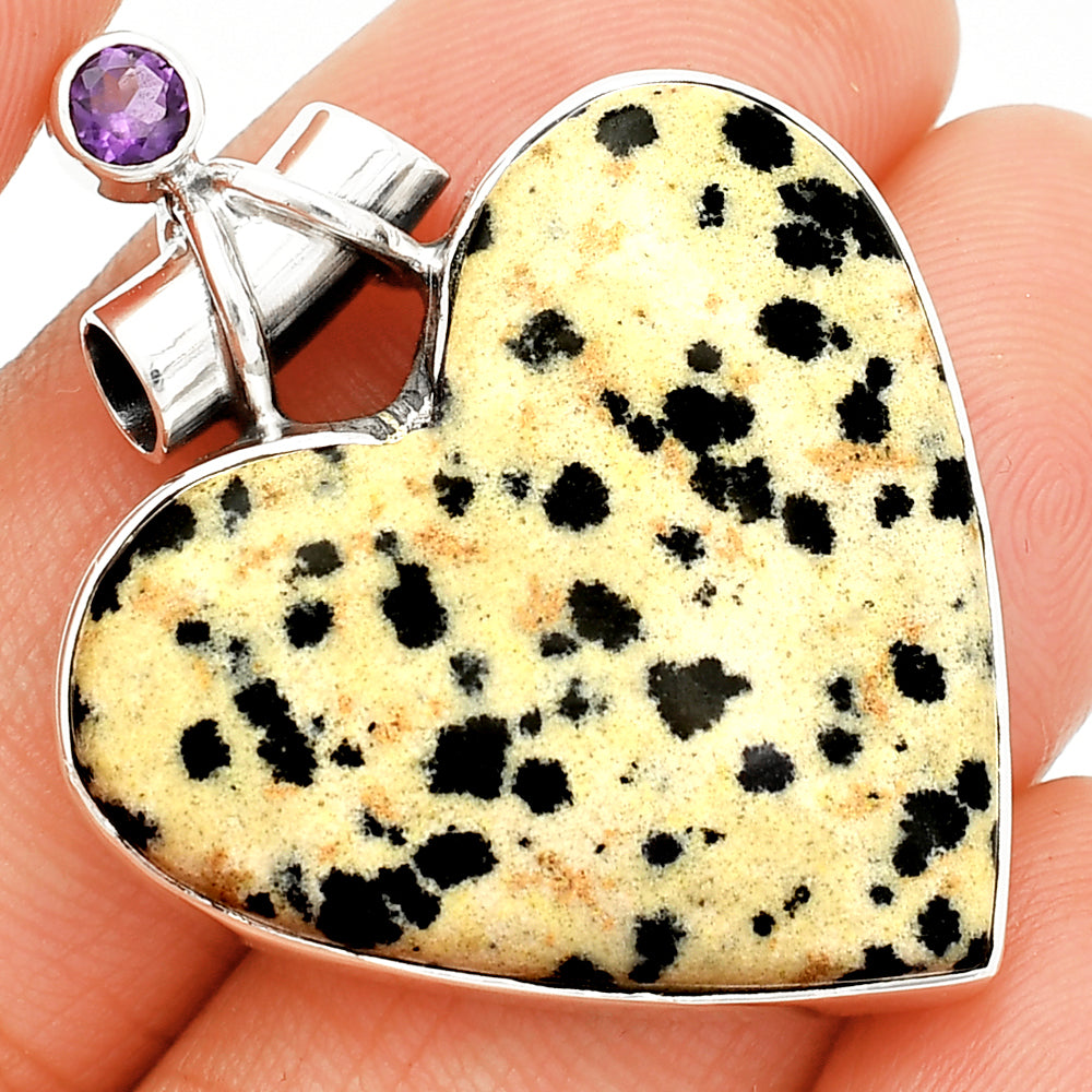 Heart - Natural Dalmatian & Amethyst Pendant P-1159 SDP149669