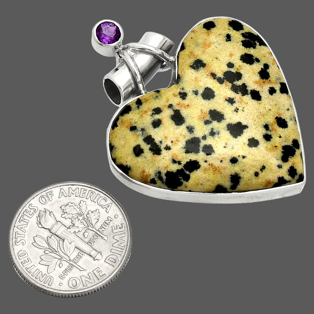 Heart - Natural Dalmatian & Amethyst Pendant P-1159 SDP149669