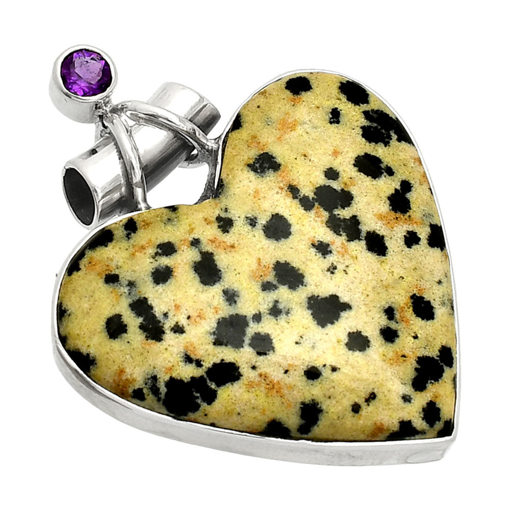 Heart - Natural Dalmatian & Amethyst Pendant P-1159 SDP149669