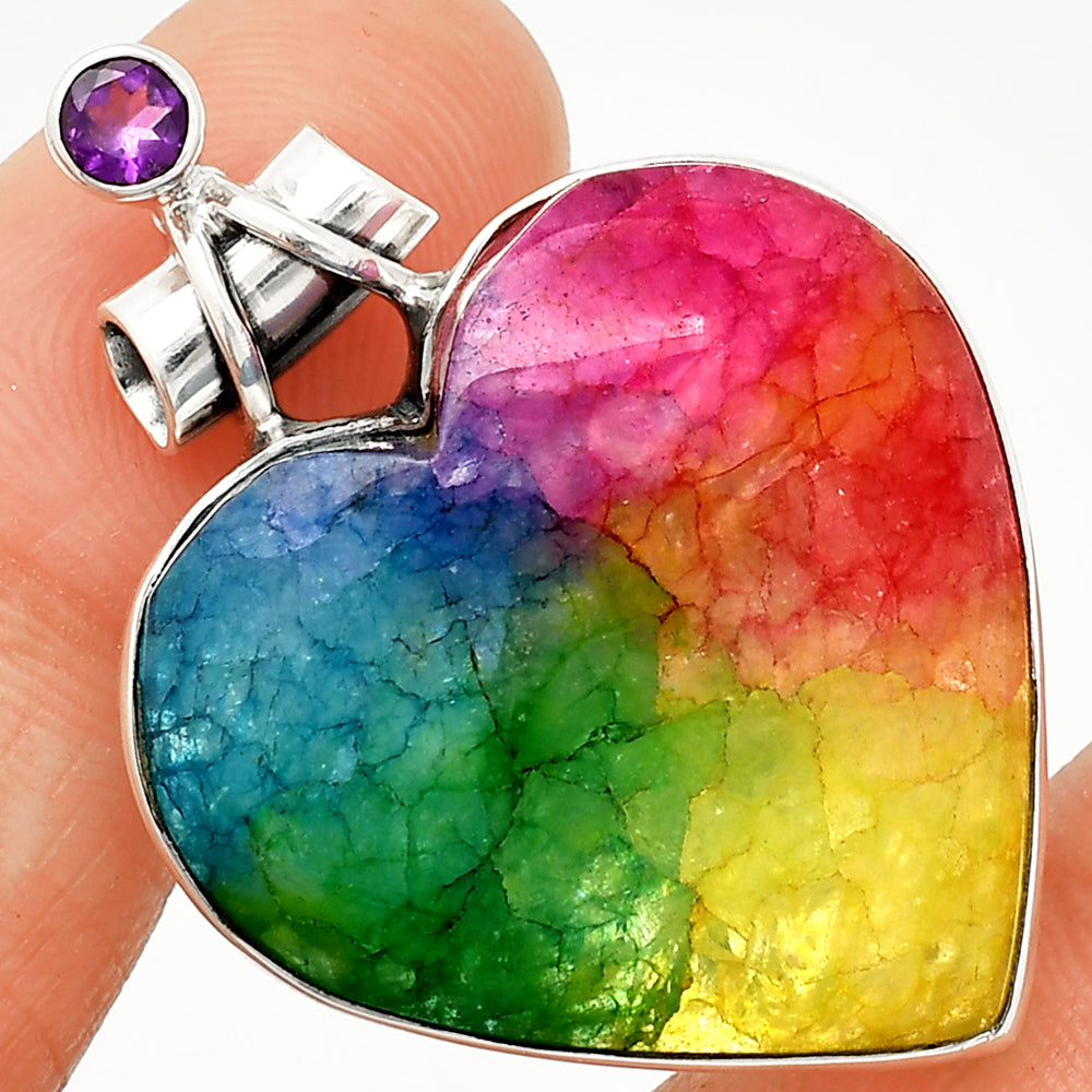 Heart - Multi Solar Quartz & Amethyst Pendant P-1159 SDP149672