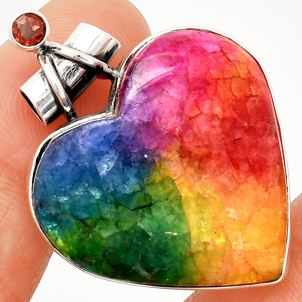 Heart - Multi Solar Quartz & Garnet Pendant P-1159 SDP149673