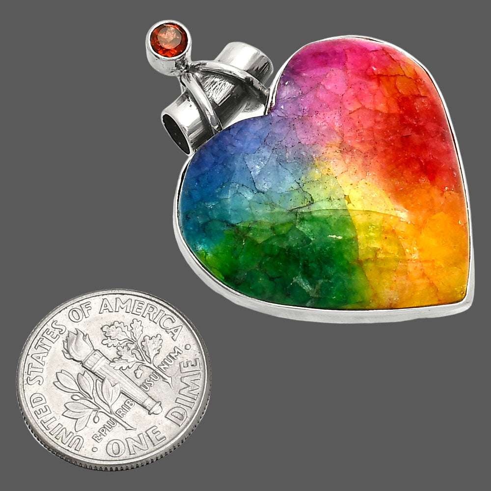 Heart - Multi Solar Quartz & Garnet Pendant P-1159 SDP149673