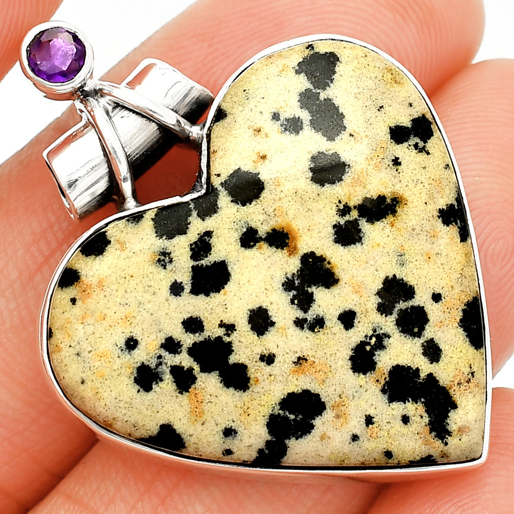 Heart - Natural Dalmatian & Amethyst Pendant P-1159 SDP149674