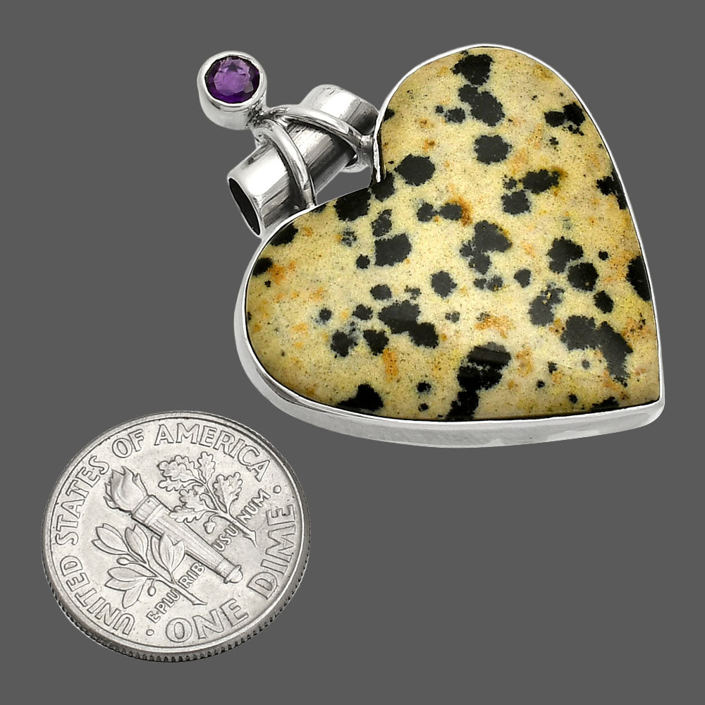 Heart - Natural Dalmatian & Amethyst Pendant P-1159 SDP149674