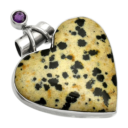 Heart - Natural Dalmatian & Amethyst Pendant P-1159 SDP149674
