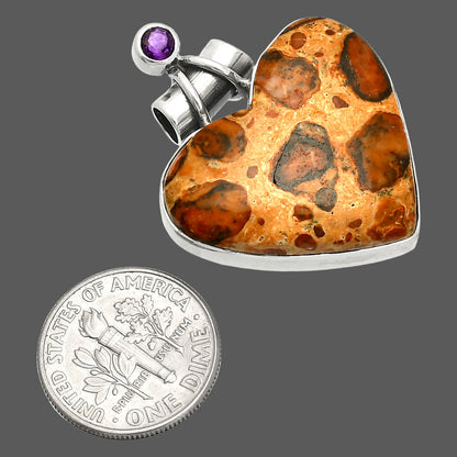 Heart - Leopardite Jasper & Amethyst Pendant P-1159 SDP149675