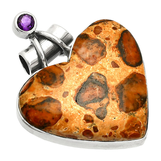 Heart - Leopardite Jasper & Amethyst Pendant P-1159 SDP149675