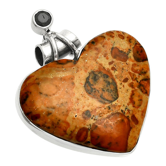 Heart Leopardite Jasper & Black Onyx Pendant P-1159 SDP149678