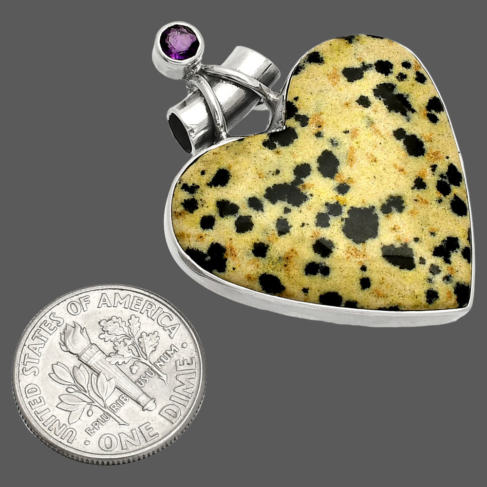 Heart - Natural Dalmatian & Amethyst Pendant P-1159 SDP149679