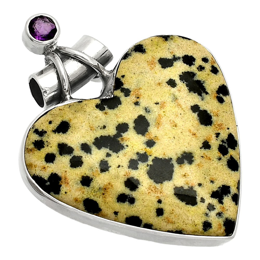 Heart - Natural Dalmatian & Amethyst Pendant P-1159 SDP149679