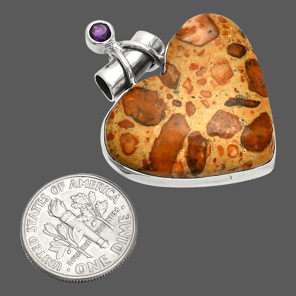 Heart - Leopardite Jasper & Amethyst Pendant P-1159 SDP149680