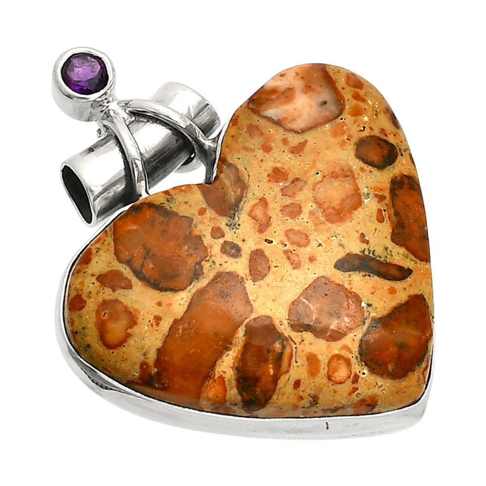 Heart - Leopardite Jasper & Amethyst Pendant P-1159 SDP149680