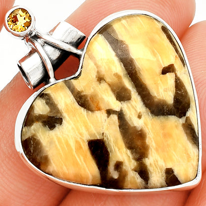 Heart - Septarian - Dragon Stone & Citrine Pendant P-1159 SDP149684