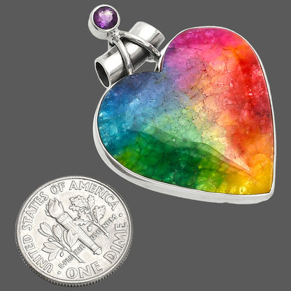 Heart - Multi Solar Quartz & Amethyst Pendant P-1159 SDP149687