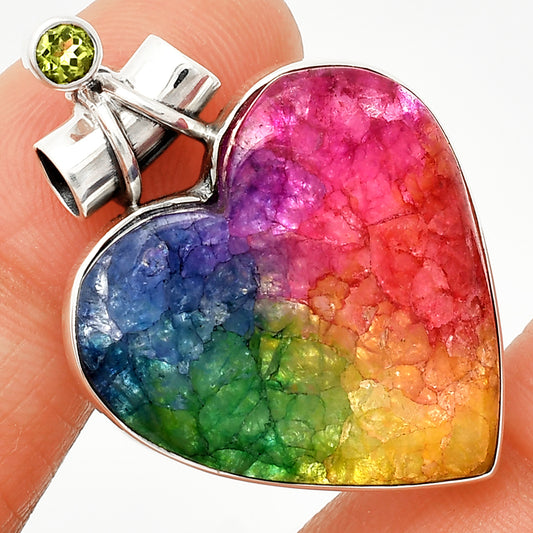 Heart - Multi Solar Quartz & Peridot Pendant P-1159 SDP149688
