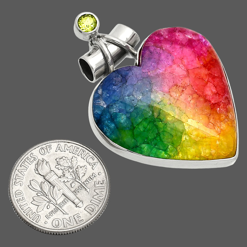 Heart - Multi Solar Quartz & Peridot Pendant P-1159 SDP149688