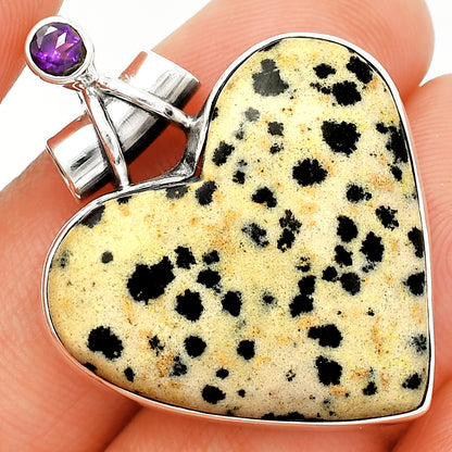 Heart - Natural Dalmatian & Amethyst Pendant P-1159 SDP149689