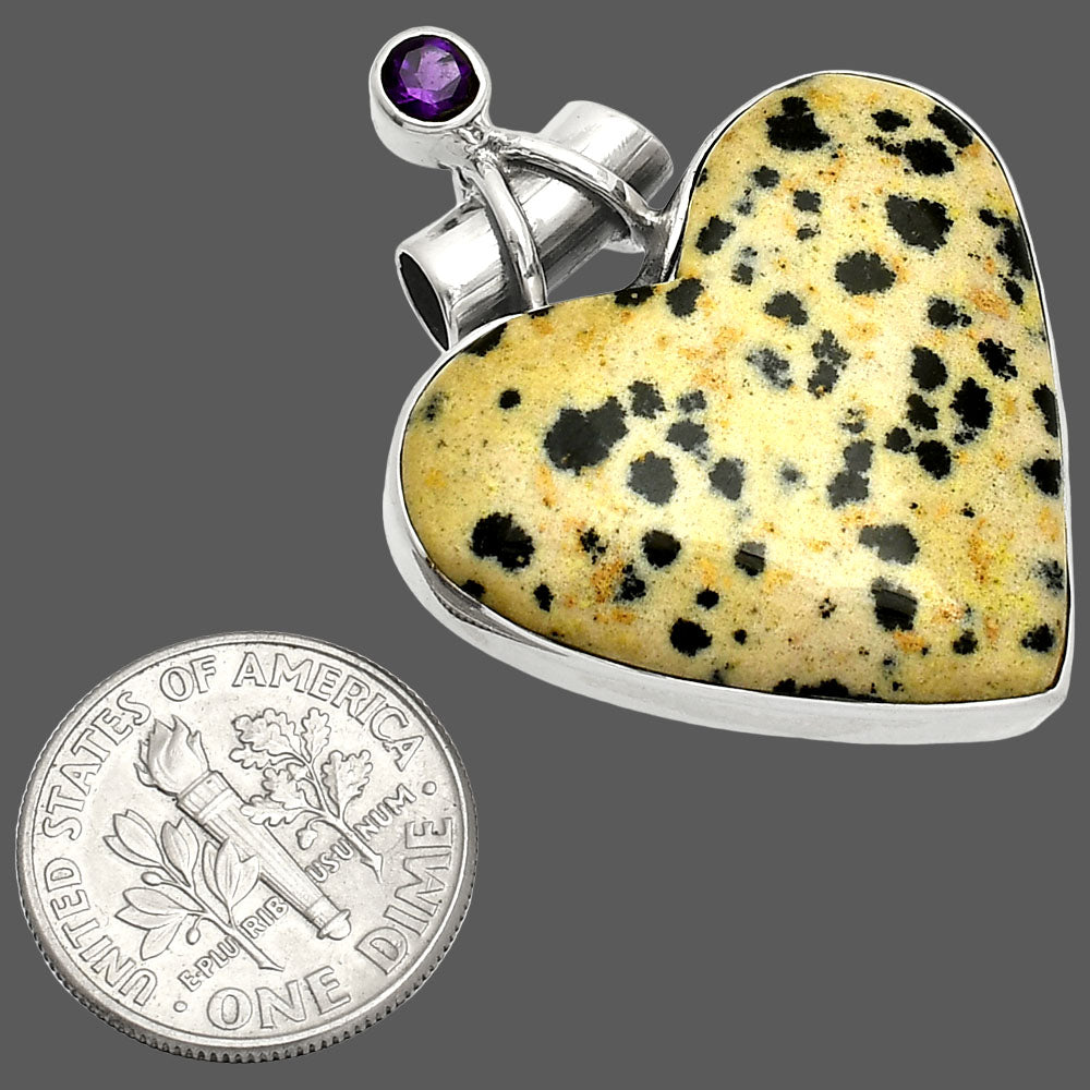 Heart - Natural Dalmatian & Amethyst Pendant P-1159 SDP149689